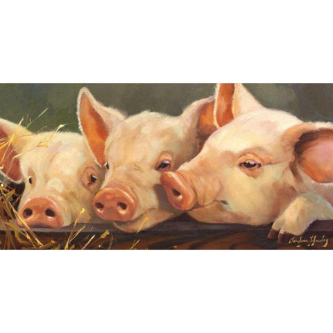 Pig Heaven Gold Ornate Wood Framed Art Print with Double Matting by Hawley, Carolyne