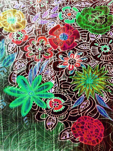 Flower Drift II Black Ornate Wood Framed Art Print with Double Matting by Harrington, Danielle