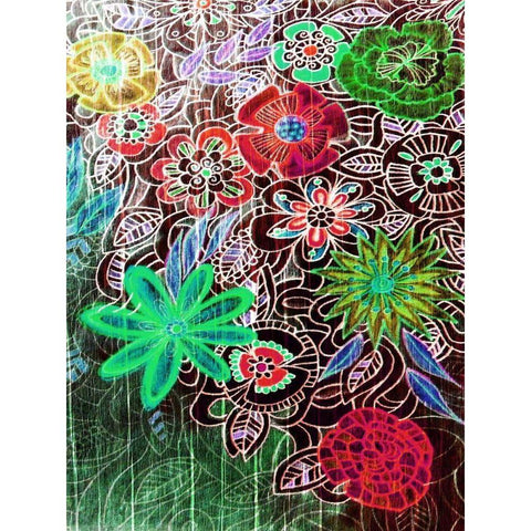 Flower Drift II Black Modern Wood Framed Art Print with Double Matting by Harrington, Danielle