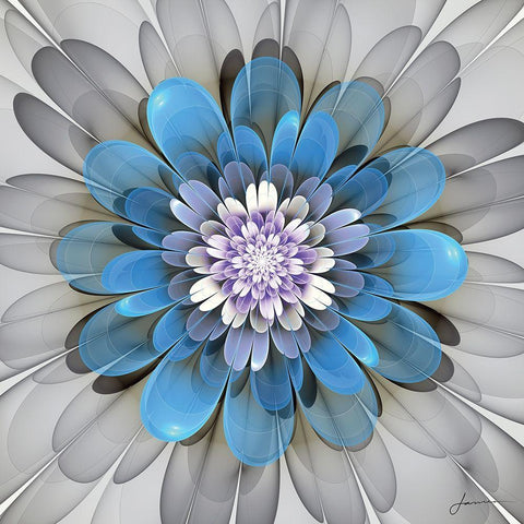 Fractal Blooms III White Modern Wood Framed Art Print by Burghardt, James