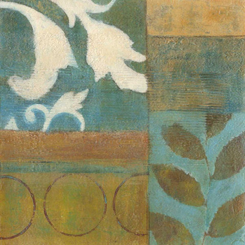 Bronze Leaf Quadrant I White Modern Wood Framed Art Print with Double Matting by Green-Aldridge, W.