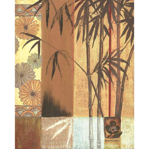 Asian Bamboo White Modern Wood Framed Art Print by Russell, Wendy