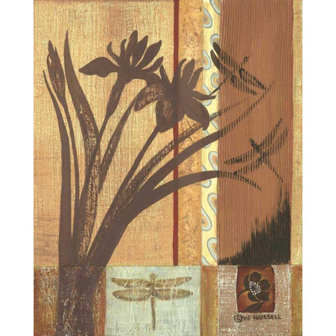 Asian Iris White Modern Wood Framed Art Print by Russell, Wendy