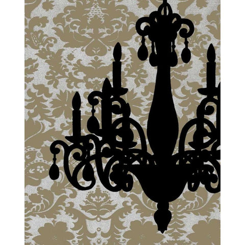 Chandelier Silhouette I Gold Ornate Wood Framed Art Print with Double Matting by Harper, Ethan