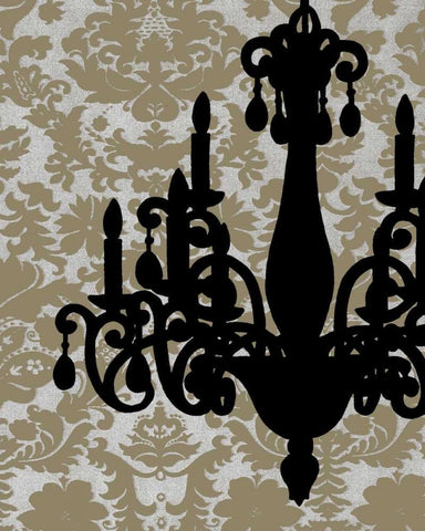 Chandelier Silhouette I Black Ornate Wood Framed Art Print with Double Matting by Harper, Ethan
