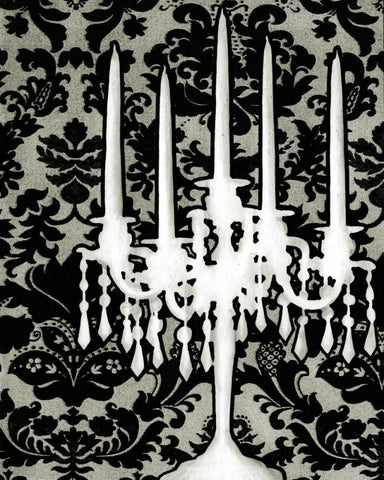 Patterned Candelabra I Black Ornate Wood Framed Art Print with Double Matting by Harper, Ethan