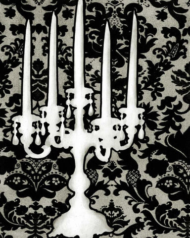 Patterned Candelabra II Black Ornate Wood Framed Art Print with Double Matting by Harper, Ethan