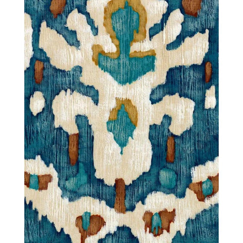 Ocean Ikat IV Gold Ornate Wood Framed Art Print with Double Matting by Zarris, Chariklia