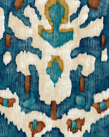 Ocean Ikat IV White Modern Wood Framed Art Print with Double Matting by Zarris, Chariklia