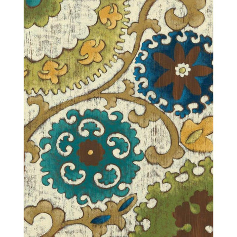 Suzani Song VI Black Modern Wood Framed Art Print with Double Matting by Zarris, Chariklia