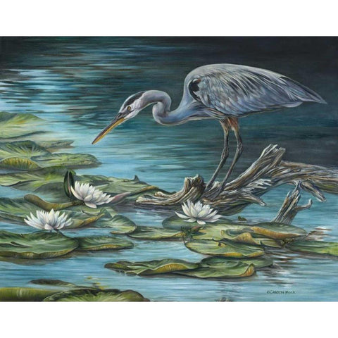 Heron Haven Gold Ornate Wood Framed Art Print with Double Matting by Mock, Carolyn