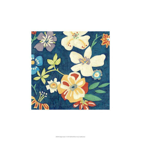 Indigo Garden V Black Ornate Wood Framed Art Print with Double Matting by Zarris, Chariklia