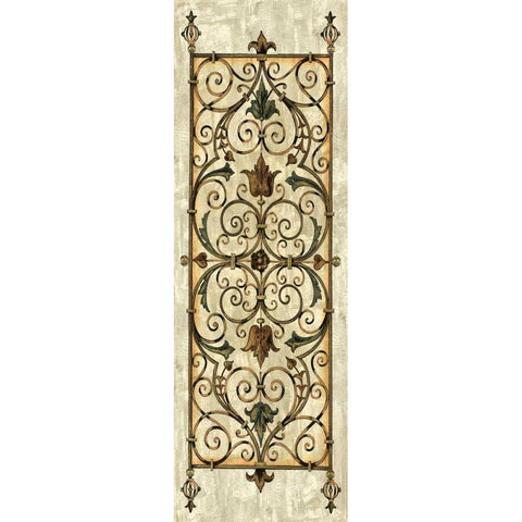 Crackled Verdigirs Panel II Gold Ornate Wood Framed Art Print with Double Matting by Vision Studio