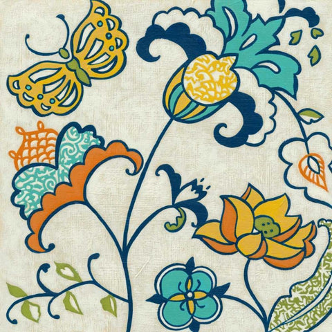 Joyous Garden III White Modern Wood Framed Art Print with Double Matting by Zarris, Chariklia