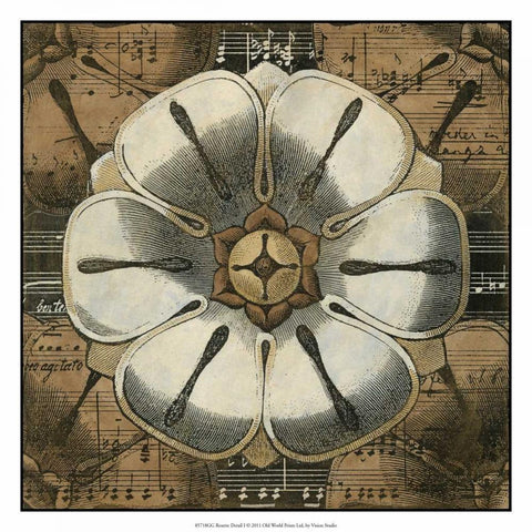 Rosette Detail I White Modern Wood Framed Art Print with Double Matting by Vision Studio