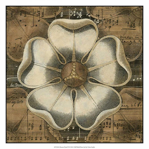 Rosette Detail VI White Modern Wood Framed Art Print with Double Matting by Vision Studio