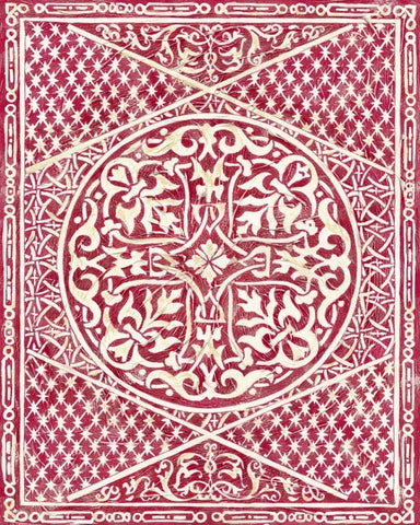 Woodcut in Red I Black Ornate Wood Framed Art Print with Double Matting by Zarris, Chariklia