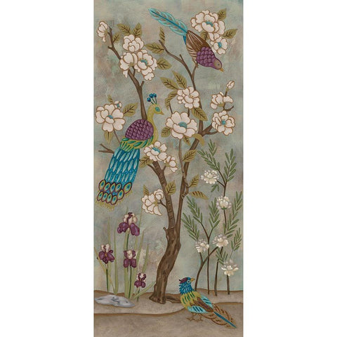 Gardenia Chinoiserie I Black Modern Wood Framed Art Print with Double Matting by Zarris, Chariklia