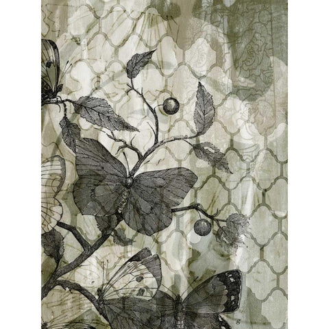 Arabesque Butterflies I Black Modern Wood Framed Art Print with Double Matting by Goldberger, Jennifer