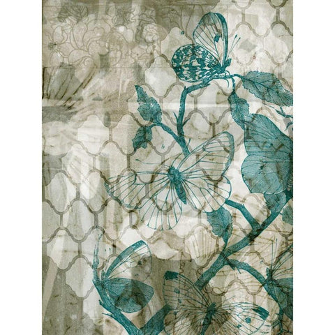 Arabesque Butterflies VI Black Modern Wood Framed Art Print with Double Matting by Goldberger, Jennifer