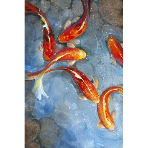 Graceful Koi II Black Modern Wood Framed Art Print with Double Matting by OToole, Tim