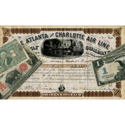 Antique Stock Certificate IV White Modern Wood Framed Art Print by Vision Studio