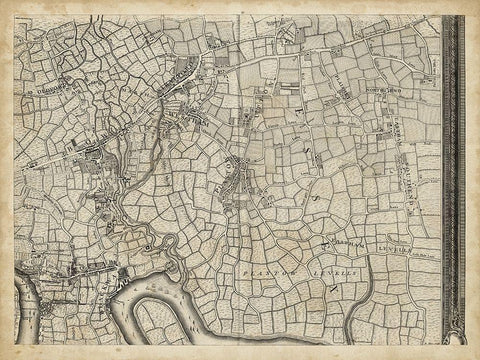 Map of London Grid VIII Black Ornate Wood Framed Art Print with Double Matting by Unknown