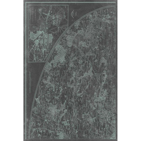 Map of Paris Grid III White Modern Wood Framed Art Print by Vision Studio