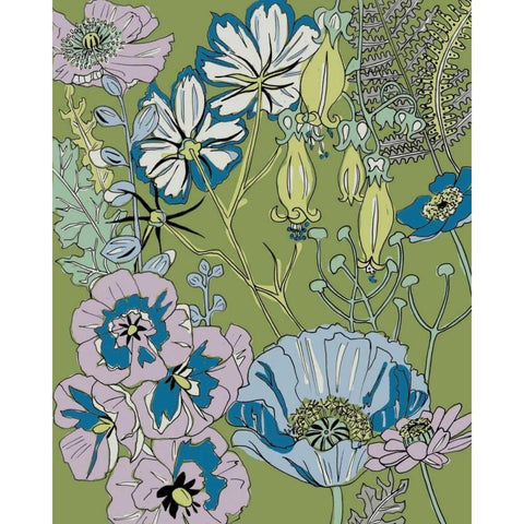 Graphic Garden I Black Modern Wood Framed Art Print with Double Matting by Zarris, Chariklia