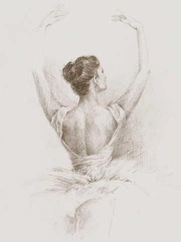 Dance Study I White Modern Wood Framed Art Print with Double Matting by Harper, Ethan