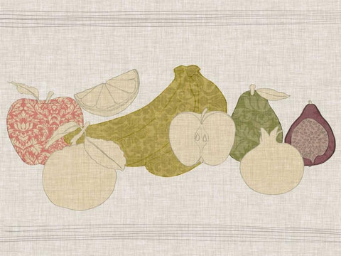 Contour Fruits and Veggies I White Modern Wood Framed Art Print with Double Matting by Vision Studio