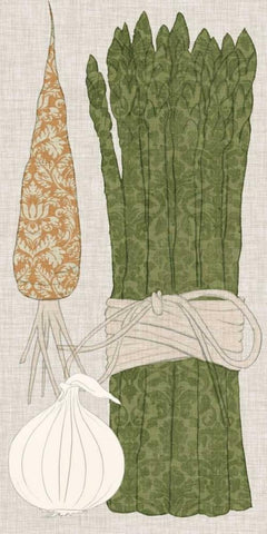 Contour Fruits and Veggies V White Modern Wood Framed Art Print with Double Matting by Vision Studio