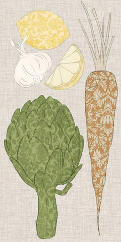 Contour Fruits and Veggies VI White Modern Wood Framed Art Print with Double Matting by Vision Studio