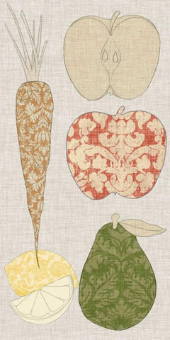 Contour Fruits and Veggies VII White Modern Wood Framed Art Print with Double Matting by Vision Studio