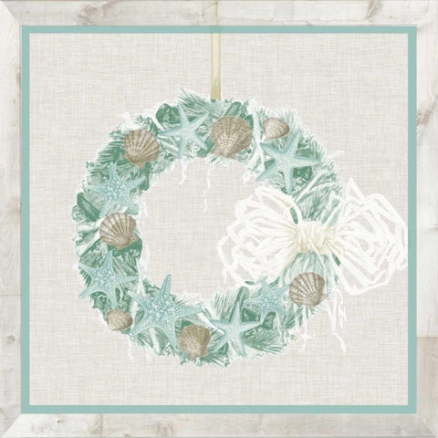 Coastal Christmas II White Modern Wood Framed Art Print with Double Matting by Vision Studio