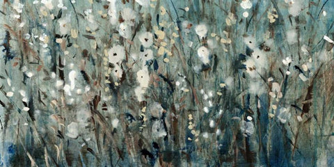 White Blooms with Navy I Black Ornate Wood Framed Art Print with Double Matting by OToole, Tim