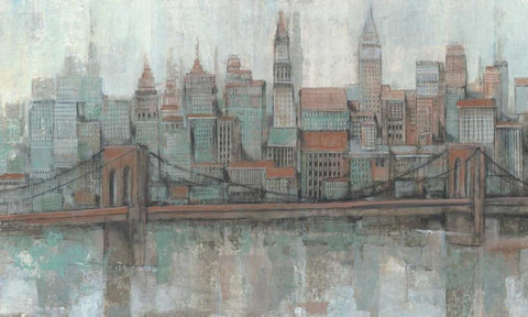 City Center II White Modern Wood Framed Art Print with Double Matting by OToole, Tim