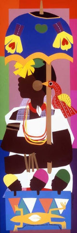 Ashanti White Modern Wood Framed Art Print with Double Matting by Honeywood, Varnette