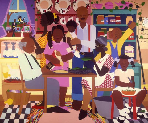 Old Fashioned Dinner White Modern Wood Framed Art Print with Double Matting by Honeywood, Varnette