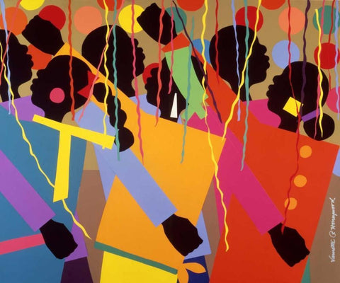 Party Black Ornate Wood Framed Art Print with Double Matting by Honeywood, Varnette