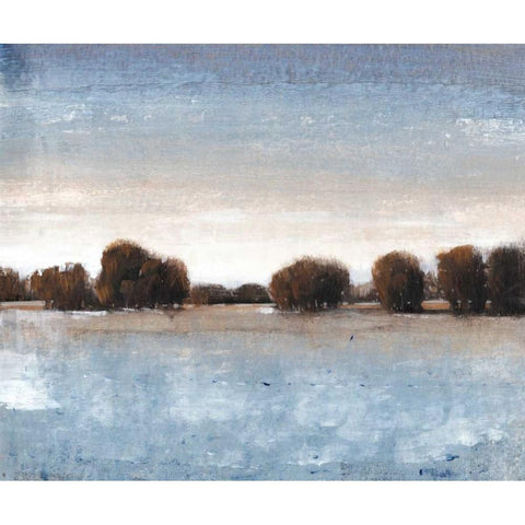 Distant Treeline I Black Modern Wood Framed Art Print with Double Matting by OToole, Tim