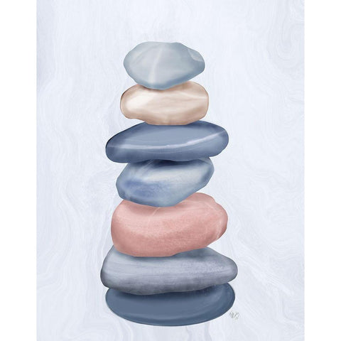 Stacking Stones 1 White Modern Wood Framed Art Print by Fab Funky