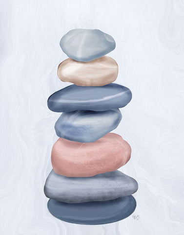 Stacking Stones 1 White Modern Wood Framed Art Print with Double Matting by Fab Funky