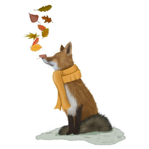 Fox Leaves on Nose Gold Ornate Wood Framed Art Print with Double Matting by Fab Funky