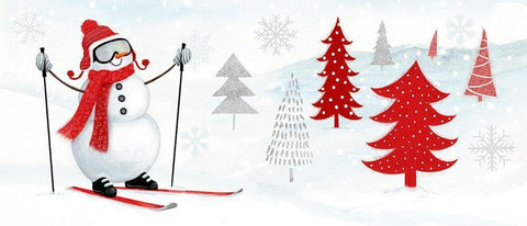 Snow Day Collection D White Modern Wood Framed Art Print with Double Matting by Borges, Victoria