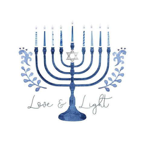 Indigo Hanukkah Collection A White Modern Wood Framed Art Print by Borges, Victoria