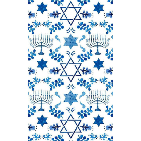 Indigo Hanukkah Collection E Black Modern Wood Framed Art Print by Borges, Victoria