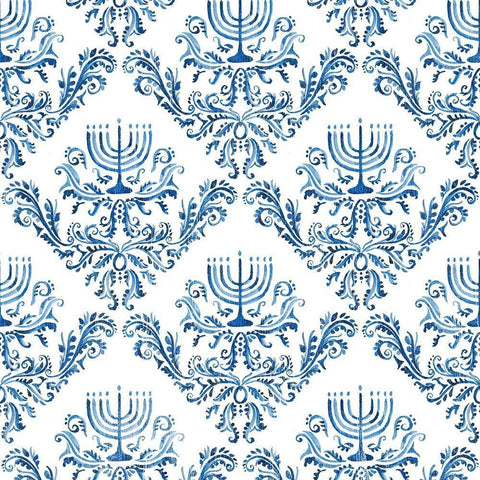 Indigo Hanukkah Collection F White Modern Wood Framed Art Print with Double Matting by Borges, Victoria