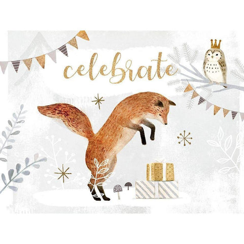 Woodland Celebration Collection A White Modern Wood Framed Art Print by Borges, Victoria