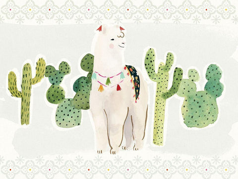 Sweet Alpaca Collection A White Modern Wood Framed Art Print with Double Matting by Borges, Victoria